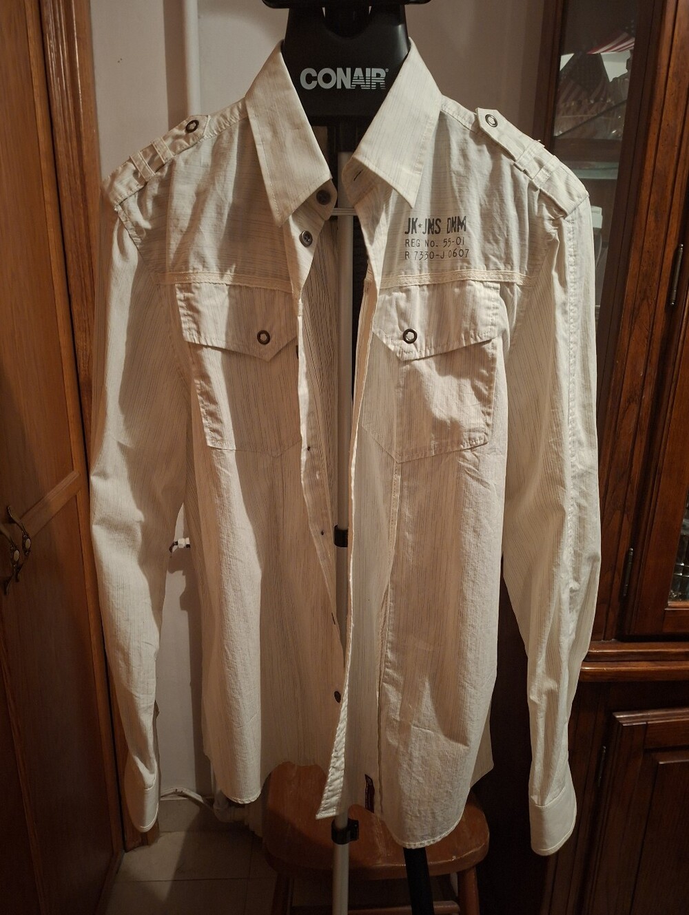 Jack & Jones Men's Casual Button-Up Shirt Jacket in Off-White